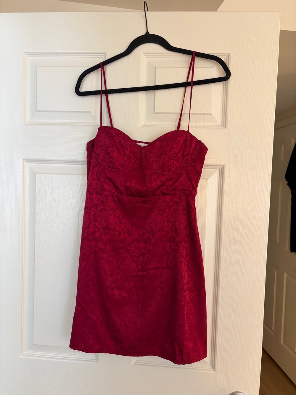 Princess Polly Red Floral Jacquard Mini Slip Dress